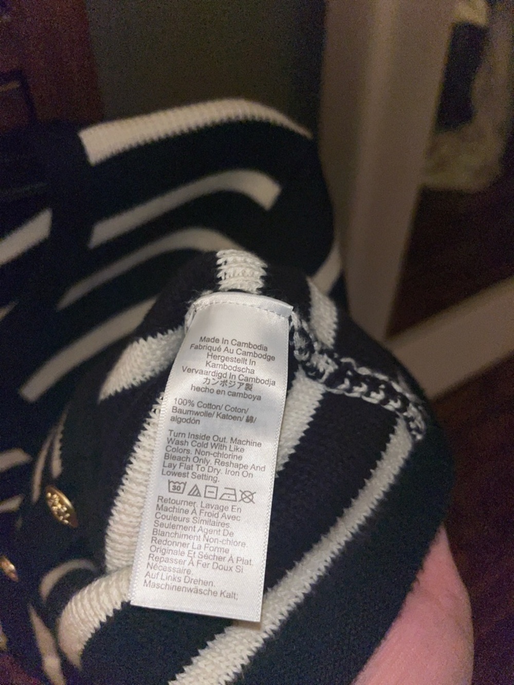 J. Crew Black & White Striped Gold-Button Cardigan - Picture 6 of 6